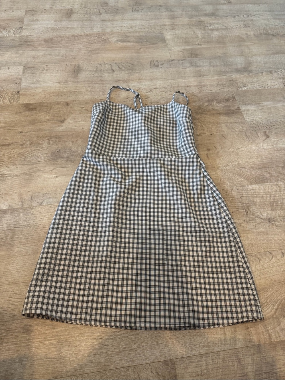Brown & White Gingham Mini Dress